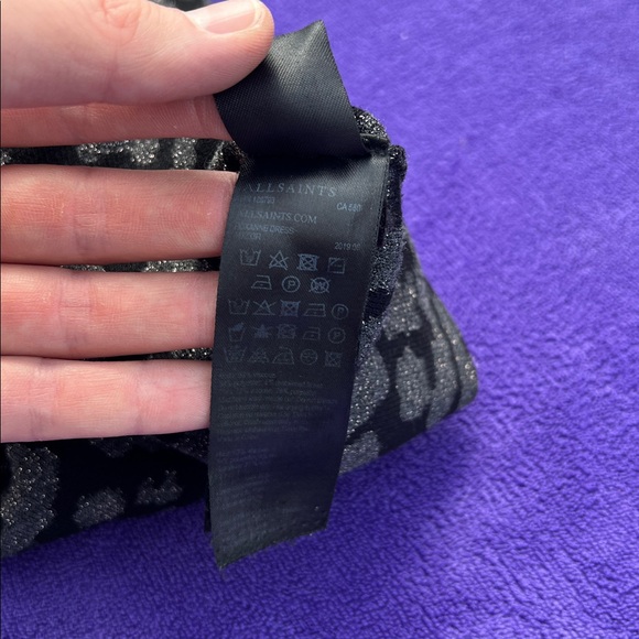 All Saints Black and Gray Animal Print Dress with silver shine - Picture 13 of 17